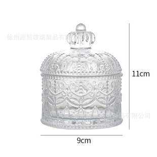 Vintage Glass Yurt Food Roman Jar with Lid Glass Candle Holder Handmade DIY Candle Cup Candy Storage Jar