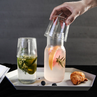 Simple One Pot One Cup Cold Water Kettle suit Summer Juice Lemon Pot Household Creative Borosilicate Glass One-person Drink