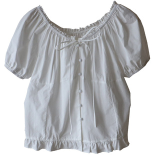 [Bizheng] 2025 Summer New Korean Sweet Lace Shirt Women's Short Sleeve Doll Shirt 3866