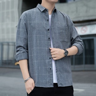 2025 Spring New Men's Thin Shirt Trendy Urban Fashion Distinctive Color Standard Ins Style Men's Plaid Shirt