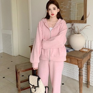 Autumn wear with a whole suit women's fashion casual hooded sweater wide-leg pants milk series wear sportswear two-piece suit