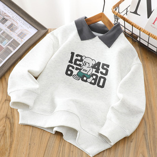 Children's Sweater 2025 Spring New Style Boys and Girls Polo Collar Long Sleeve Pullover Handsome Fashionable Middle and Big Kids Top