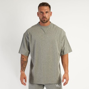 New Muscle Fitness Brothers Sports Men's Short-sleeved T-shirt Loose plus size Round Step Top Base Shirt