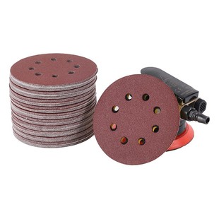 Flocking red sand 5 inch 8 hole red sandpaper corundum metal derusting putty ash polished disc back velvet red sand