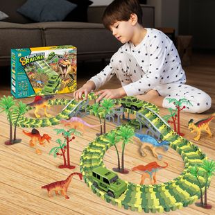 Cross-border hot diy variable splicing building blocks electric rail car children's engineering car car educational toys wholesale
