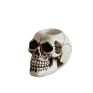 Cross-border New Product Skull Candlestick Creative Halloween Ghost Festival Resin Crafts Desktop Entrance Decorations Ornaments