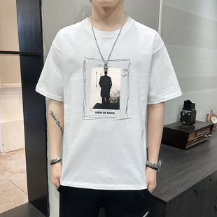 Free Shipping New Summer Men's Short-sleeved T-shirt Men's Trendy Brand Cotton T-shirt Men's T-shirt Men's Loose Half-sleeved Thin Top Clothes 2024