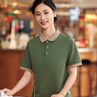 Cleaning work clothes short sleeve T-shirt female hotel room cleaner summer housekeeping property PA aunt