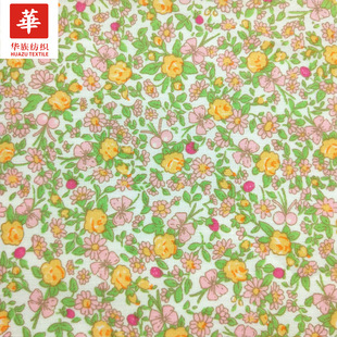 Summer cotton printed cloth bow rose small floral pastoral style women's clothing fabric in stock wholesale