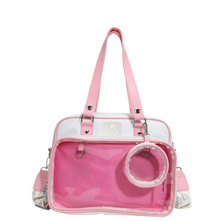 Solid Color Two-Dimensional Crossbody Bag Japanese College Style Large Capacity Versatile Shoulder Bag Grain Bar Tie Board Pain Bag Baby Bag