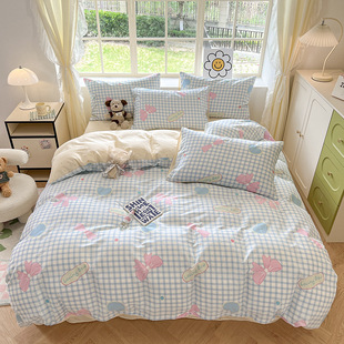 Pure cotton four-piece set spring and summer small fresh cotton cartoon small fresh student dormitory bunk three-piece set wholesale