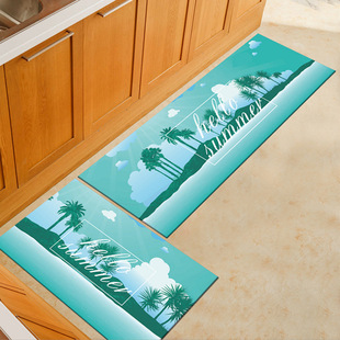 Cute Cartoon Printed Kitchen Carpet European Style Kitchen Household Bathroom Long Water Absorbent Non-Slip Floor Mat