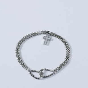 Chensu Amazon cross-border new titanium steel cross bracelet hip hop all-match cold style trendy men's bracelet
