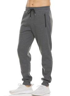 Amazon European Explosions Sports Casual Pants Cross-border Men's Zipper Fleece Thickened Fitness Running Solid Color Sweat Pants