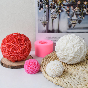 Rose Balls Large and Small Flower Silicone Mold Rose Candle Fold Cake Ins Silicone Mold Spot