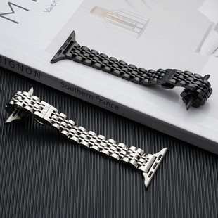 Stainless steel small waist strap for Huawei GT Apple AppleWatch five beads stainless steel watch strap