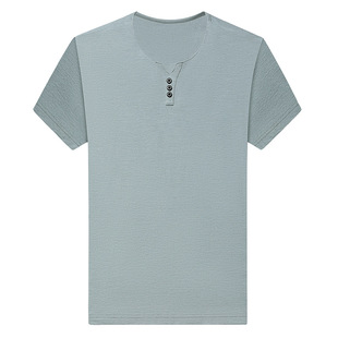Men's Short-sleeved T-shirt Trendy 2025 Summer V-neck Chinese Style T-shirt Trendy Brand Men's Half-sleeved New Top