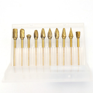 Titanium-plated tungsten steel grinding head 3*6mm carbide rotary file wood carving tool tungsten steel milling cutter root carving cutter