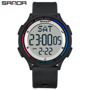 Sanda Foreign Trade Explosions Student Electronic Watch Sports Fashion Joker Men's and Women's Simple Single Display Light and Thin Watch Wholesale