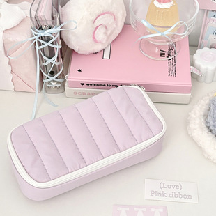 Fufu Pie Soft Anti-fall Multifunctional Pencil Case Large Capacity Niche Simple Japanese Stationery Bag Junior High School Girl's Pencil Case
