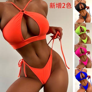 Внешняя торговля AliExpress Amazon женский сплошной цвет полый Сплит купальник сексуальное бикини LZ207