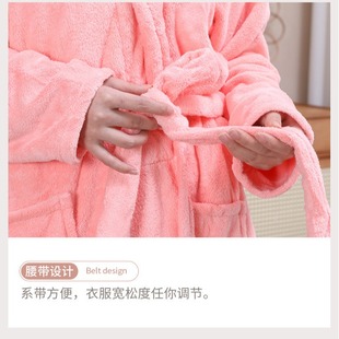 Coral Velvet Couples Bathrobe Men's and Women's Wearing Lace-up Long-sleeved Pajamas Thick Water Absorbent Quick-drying Bath Home Clothes