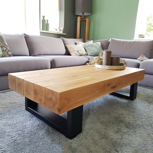 Nordic Log Coffee Table Imitation Ancient Style Home Living Room Sofa Coffee Table Rectangular Creative Solid Wood Splicing Tea Table
