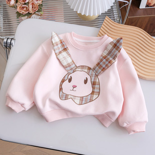 Girls' Fashion Mesh Stitching Sweatshirt 2025 Spring New Cartoon Printed Puppy Stylish Sweet Skirt Top