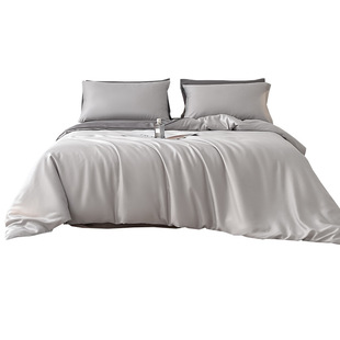 Ice Silk Four-piece Set Summer Silky Sleeping Naked Quilt Cover Light Luxury High-grade Bed Sheet Summer Bed Single Three-piece Set Summer