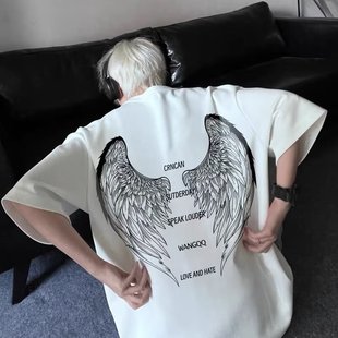 Футболка с коротким рукавом Black Wings с буквенным принтом, мужская летняя модная футболка с коротким рукавом в стиле хип-хоп в американском стиле