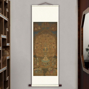 Southern Song Dynasty thousand hands thousand eyes Guanyin Bodhisattva copying calligraphy and painting authentic high-definition micro-spray antique mounted hanging shaft decorative painting