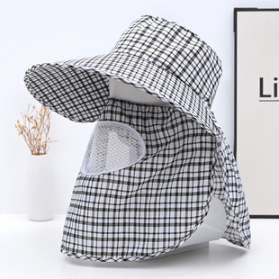 Spring and summer new sunscreen sunshade shawl hat women's outdoor riding anti-ultraviolet sun hat face-shading big eaves tea-picking hat