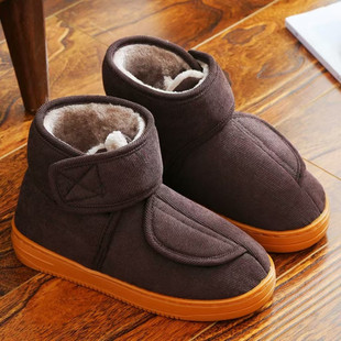 Autumn and Winter Warm Cotton Slippers for the Elderly Men and Women fleece-lined Thick Cotton Shoes Home Thick Sole New Non-slip Mao Mao
