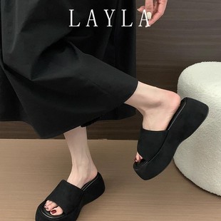Thick Sole Retro Slippers Fairy Shoes Outer Wear 2025 New Summer Height Increasing All-match Sandals