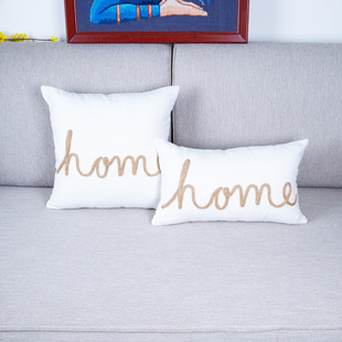 Cross-border pillow cover linen letter leaf embroidery sofa cushion cover AliExpress Amazon in stock a generation of hair