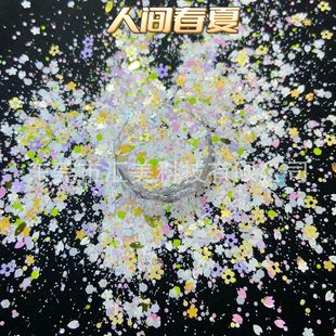 New Summer Flower Series Solvent Resistant Plum Blossom Leaves Petals Manicure Sequins Manual Glue Dropping DIY Flush Hemp Powder