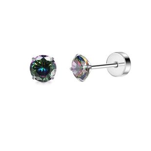Stainless Steel Round Ear Nail Color Zircon Ear Bone Nail Combination Love Five-pointed Star Earrings 2025 Amazon