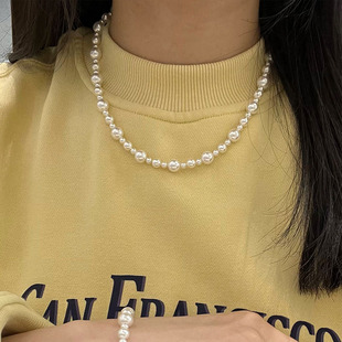 Mother's Shell Pearl Necklace Women's All-match Niche Design Clavicle Chain New Chinese Beaded Neck Chain Woolen Chain Jewelry