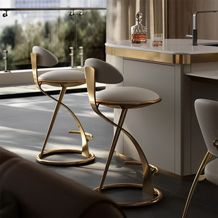 Italian Light Luxury Design Creative Bar Chair Simple Modern Stainless Steel Metal Front Desk Chair Villa Home High Chair