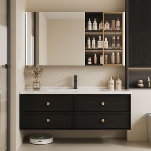 Av8 French Intelligent Induction Lamp Bathroom Cabinet Ceramic All-in-One Basin Cabinet Combination Washbasin Wash Basin Cabinet Combination