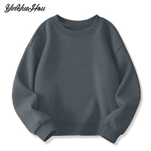 High-end children's clothing for boys and girls in autumn and winter 260g heavy shoulder drop loose Korean light plate shirt in stock children's sweater