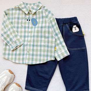 [Captain Wangwang] Doodle Baby Shirt Spring and Autumn Boys' Jeans Spring Girls' Shirt Children's Clothes