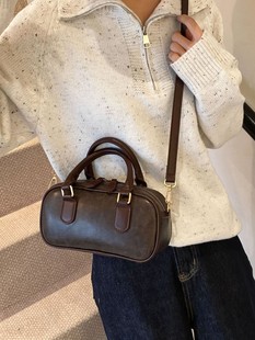 High-end Bowling Handbag Women's 2024 Autumn and Winter New Retro Casual Shoulder Bag Texture All-match Crossbody Bag