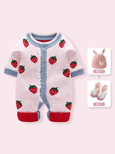 Baby Clothes Jumpsuit Spring Clothes Baby Girl Sweater suit Spring and Autumn Knitted Newborn Western-style Bag Fart Clothes Climbing Clothes
