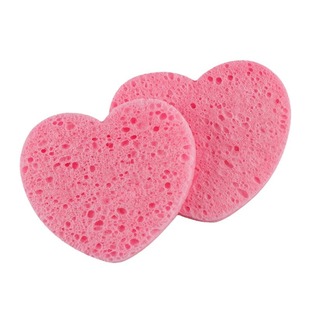 Cross-border hot sale heart-shaped compressed wood pulp cotton face washing puff natural degradable cleaning face washing sponge makeup remover puff