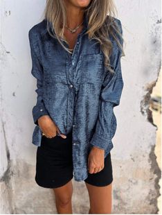 2024 European and American cross-border spring new women's clothing independent station AliExpress casual suede fashion lapel shirt