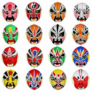 Sichuan opera facial mask can be worn Chinese quintessence hand-painted flocking performance props headdress Peking opera facial mask full face