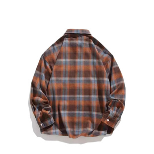 Spring and Autumn Retro Loose Casual Shirt Boys Jacket American Fashion Brand Long Sleeve Plaid Shirt Hong Kong Style Wholesale