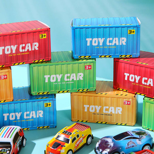 TikTok Children's Alloy Back Car Car Container Gift Box Mini Container Tin Car Toy Car Gift