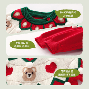 Kuwa Mi Autumn and Winter New Korean Style Cubs Round Neck Knitwear Children's Christmas Festival Top
